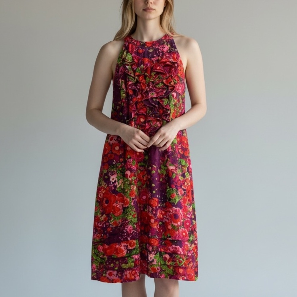 NWT Madison Leigh Floral Ruffle Sleeveless Dress size 14